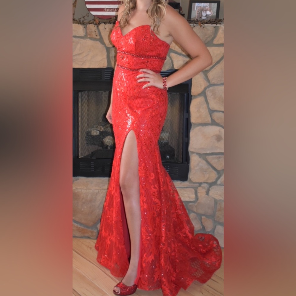 Rachel Allen Red Prom Dress Size 10